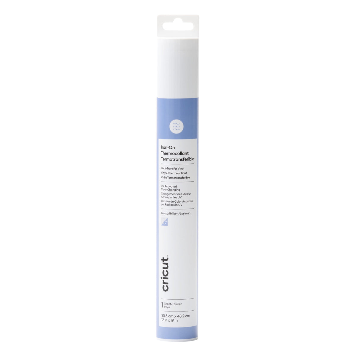 Cricut UV-Activated, Color-Changing Iron-On, White - Blue, 12" x 19", Roll