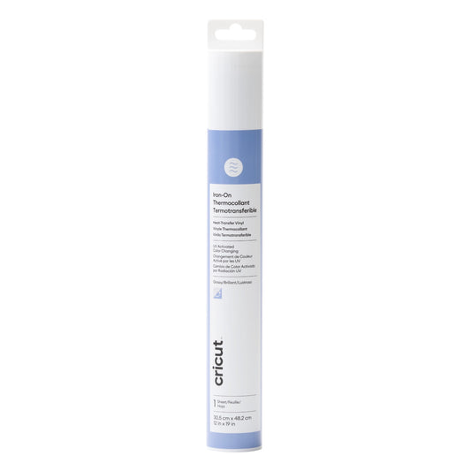 Cricut UV-Activated, Color-Changing Iron-On, White - Blue, 12" x 19", Roll