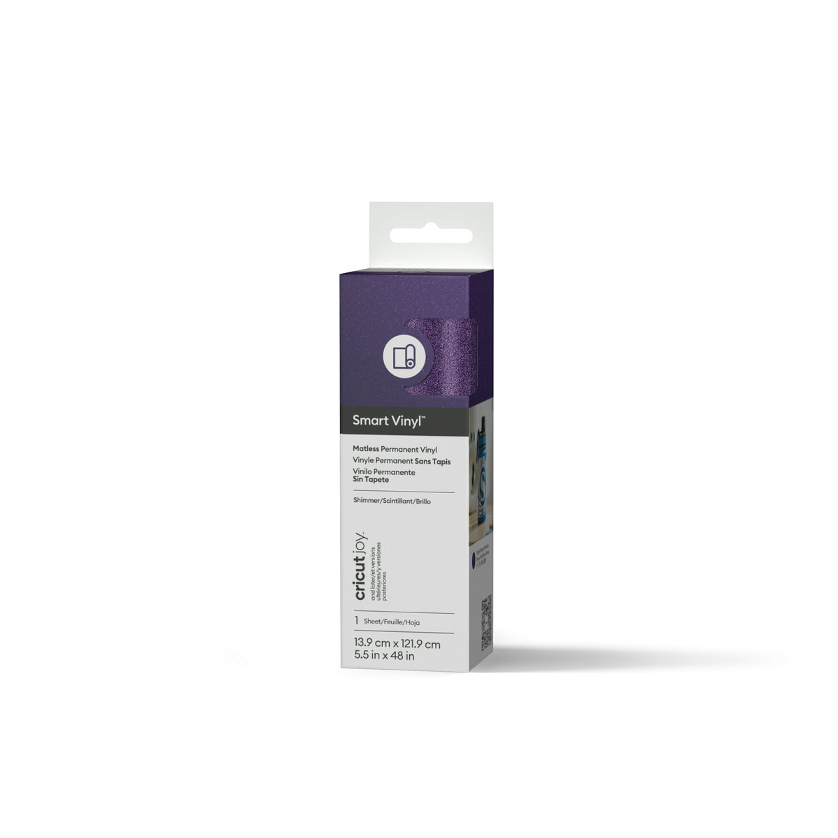 Cricut Joy™ Smart Vinyl™ Shimmer Matless Permanent Vinyl, 5.5" x 48",Purple