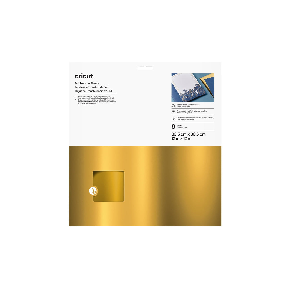Cricut® Foil Transfer Sheets, Gold (8), 12" x 12",Gold