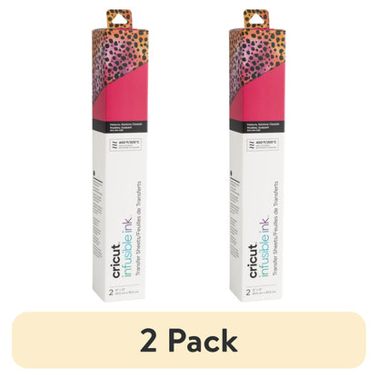 (2 pack) Cricut® Infusible Ink Sheets Pattern (2 count), Rainbow Cheetah, 12" x 12"