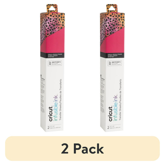 (2 pack) Cricut® Infusible Ink Sheets Pattern (2 count), Rainbow Cheetah, 12" x 12"