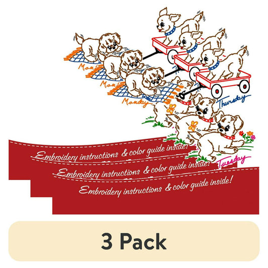 (3 pack) Stitcher's Revolution Puppy Fun Iron-on Transfer Pattern for Embroidery