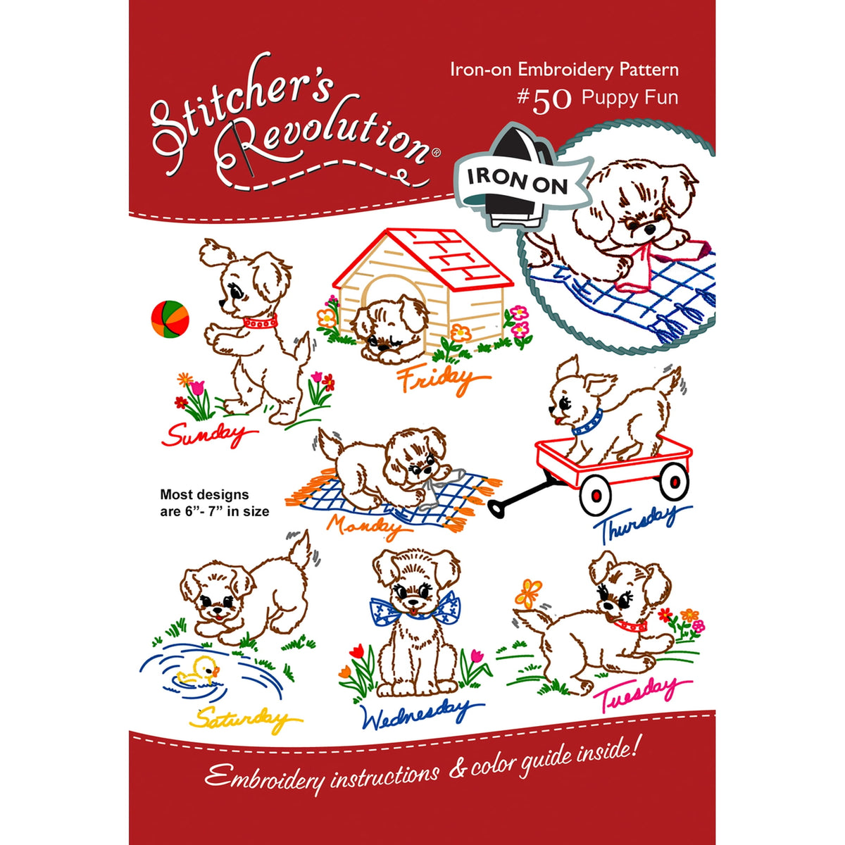 (3 pack) Stitcher's Revolution Puppy Fun Iron-on Transfer Pattern for Embroidery — product image 2