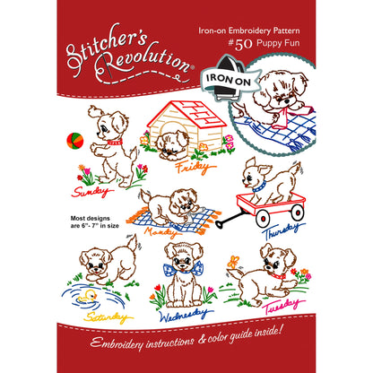 (3 pack) Stitcher's Revolution Puppy Fun Iron-on Transfer Pattern for Embroidery — product image 2