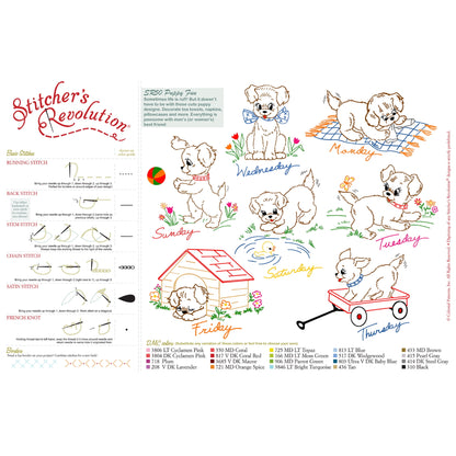 (3 pack) Stitcher's Revolution Puppy Fun Iron-on Transfer Pattern for Embroidery — product image 4