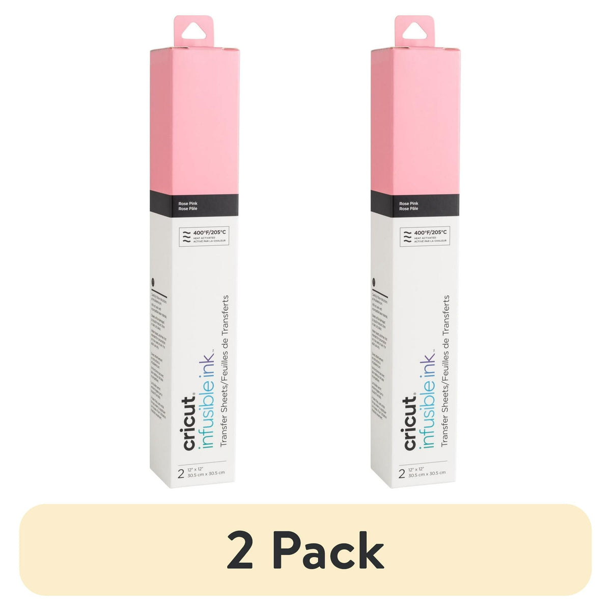 (2 pack) Cricut® Infusible Ink™ Sheets Solid (2), Rose Pink, 12" x 12"