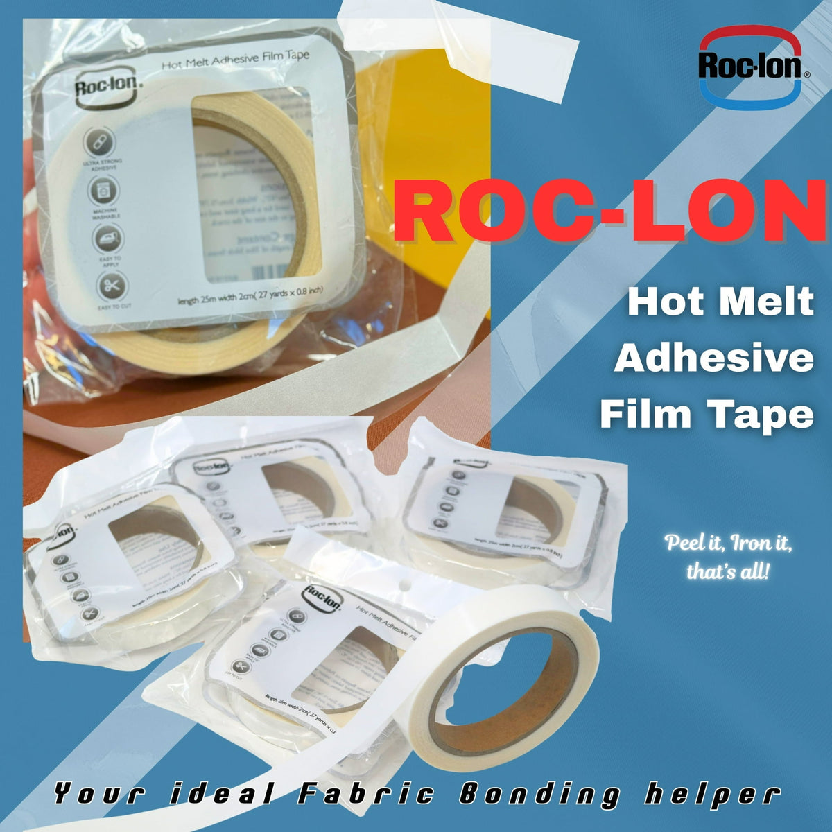 Roc-lon 1 Roll Iron on Hot Melt Tape Seam Sealer Repair Adhesive Fusible Tape, Waterproof Iron on Hot Melt Seam Sealing Tape, 27 Yards Length x 0.8 Inch Wide — product image 7