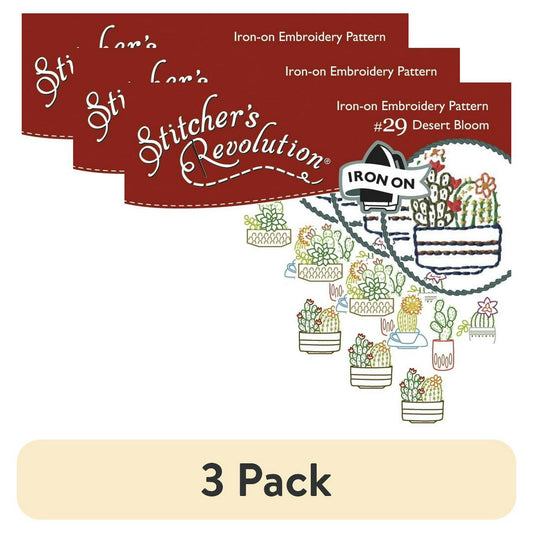 (3 pack) Stitcher's Revolution Desert Bloom Iron-on Transfer Pattern for Embroidery