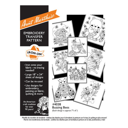 (3 pack) Stitcher's Revolution Buzzing Bees Iron OnTransfer Pattern for Embroidery, 8 Designs — product image 3