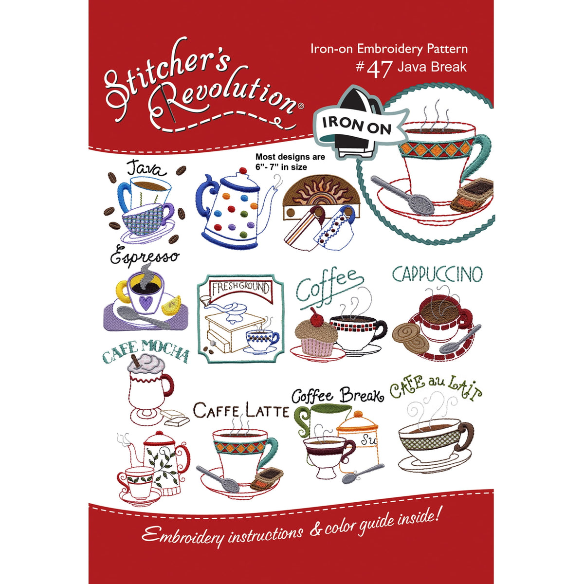(3 pack) Stitcher's Revolution Java Break Iron OnTransfer Pattern for Embroidery, 12 Designs — product image 2