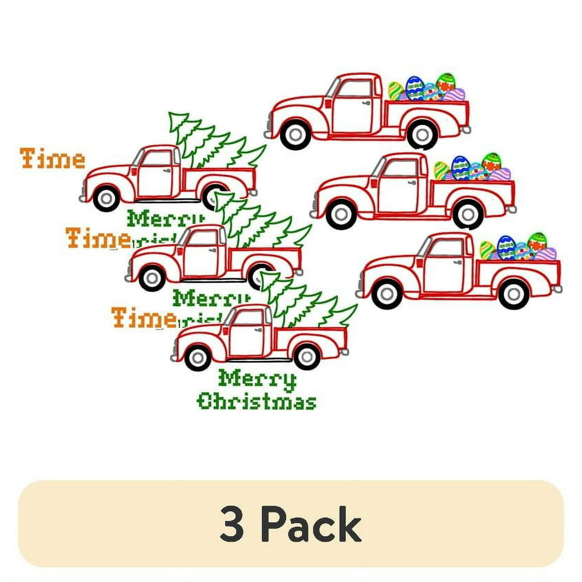 (3 pack) Stitcher's Revolution Retro Red Truck Iron On Pattern for Embroidery, 11 Designs