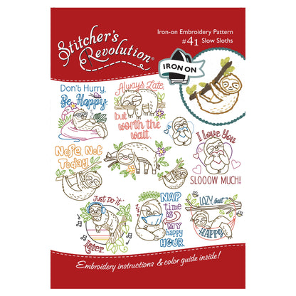 (3 pack) Sloths Iron-on Transfer Pattern for Embroidery and Painting by Stitcher's Revolution Brand — product image 2