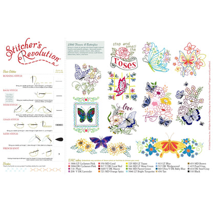 (3 pack) Flowers and Butterflies Iron On Transfer Pattern for Embroidery, 12 Designs — product image 3