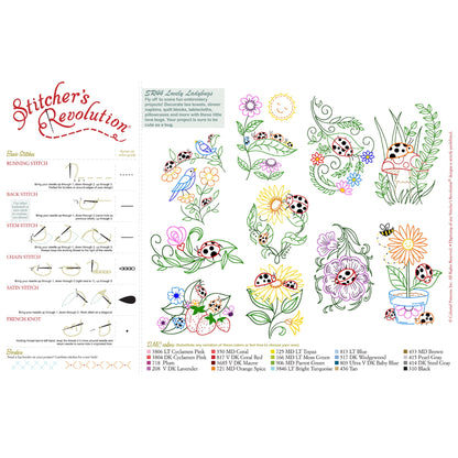 (3 pack) Stitcher's Revolution Brand Ladybugs Iron-on Transfer Pattern for Embroidery — product image 4