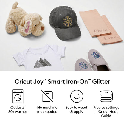Cricut Joy™ Smart Iron On™ Glitter Matless Heat Transfer Vinyl, 5.5" x 19",Pink — product image 4