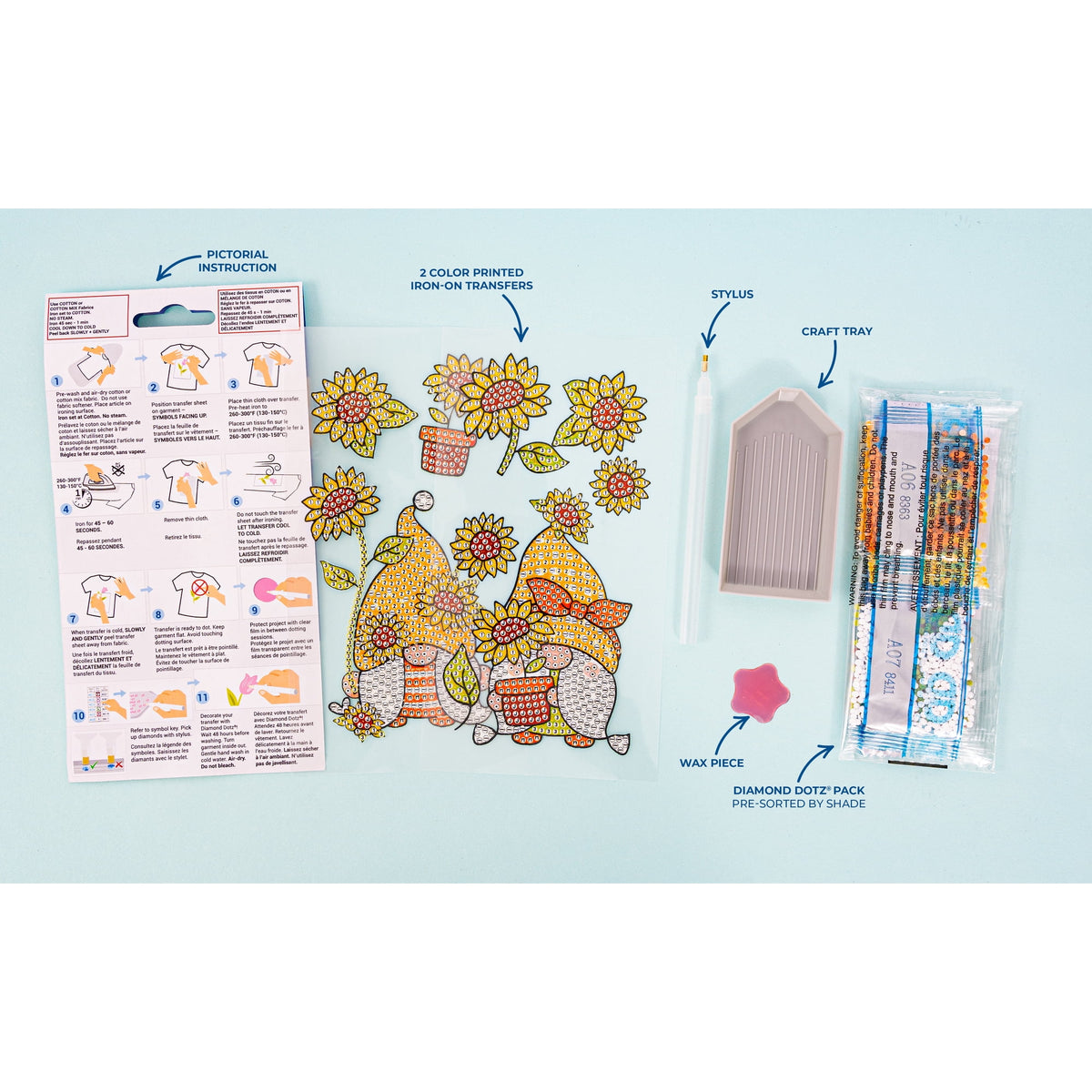 DIAMOND DOTZ® Sunshine Gnomes Iron-On 'N' Dot Transfers — product image 3