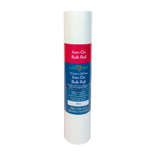 Hello Hobby 12" x 25' White Iron-On Craft Vinyl Bulk Roll