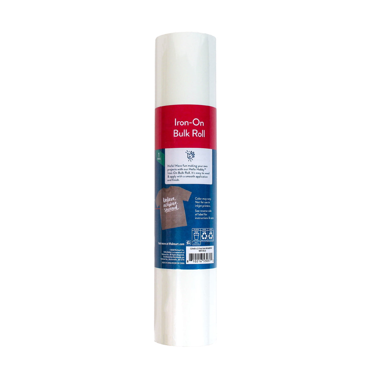 Hello Hobby 12" x 25' White Iron-On Craft Vinyl Bulk Roll — product image 2