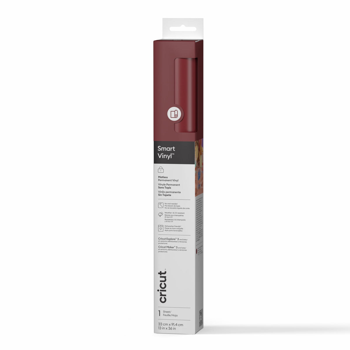 Cricut® Smart Vinyl™ Matless Permanent Vinyl (13 in x 36 in), 13" x 26",Burgundy
