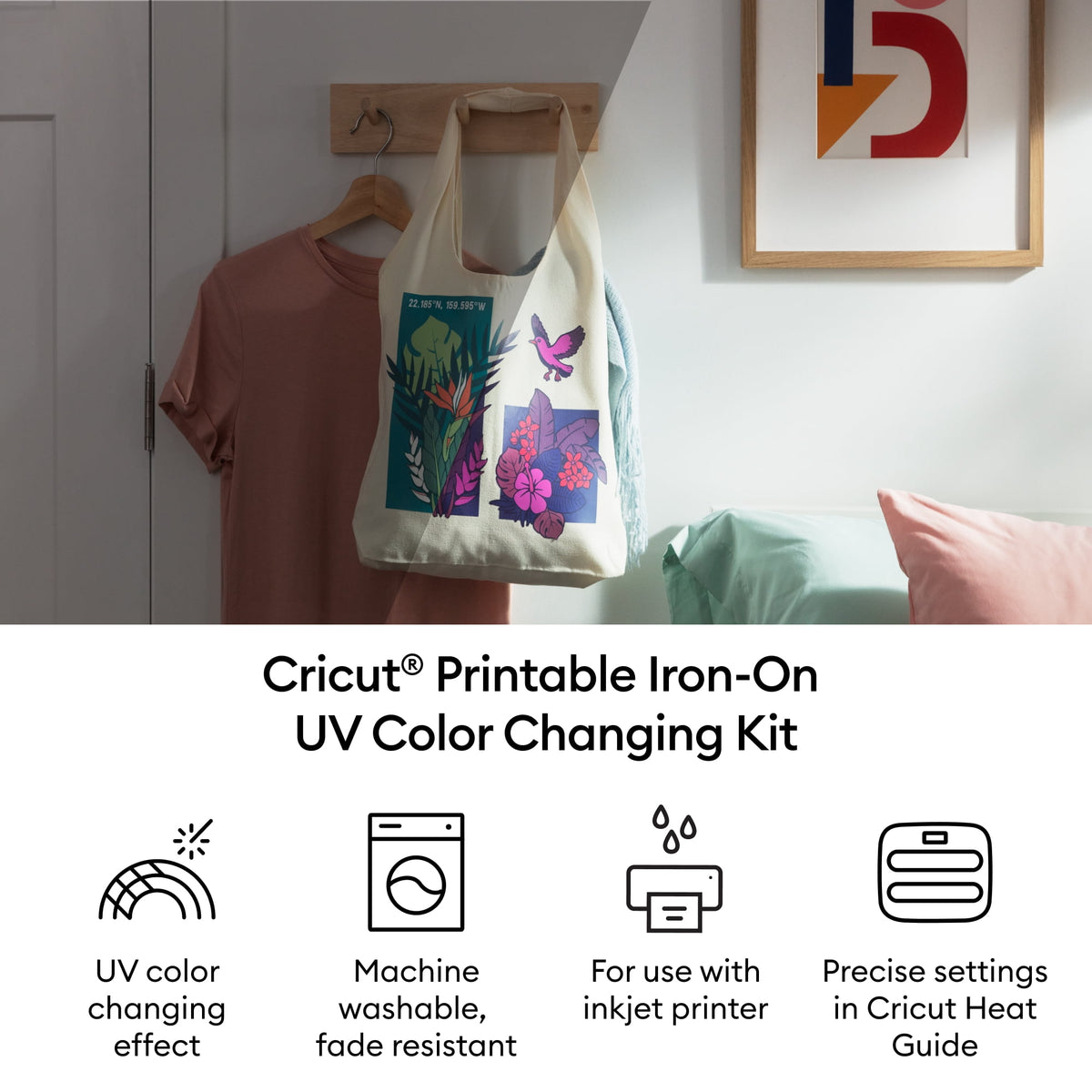 Cricut® Printable Iron-On™ Vinyl UV Color Changing Kit – 8.5 in x 11 in (4 ct), 11" x 8.5", White to Purple — product image 4