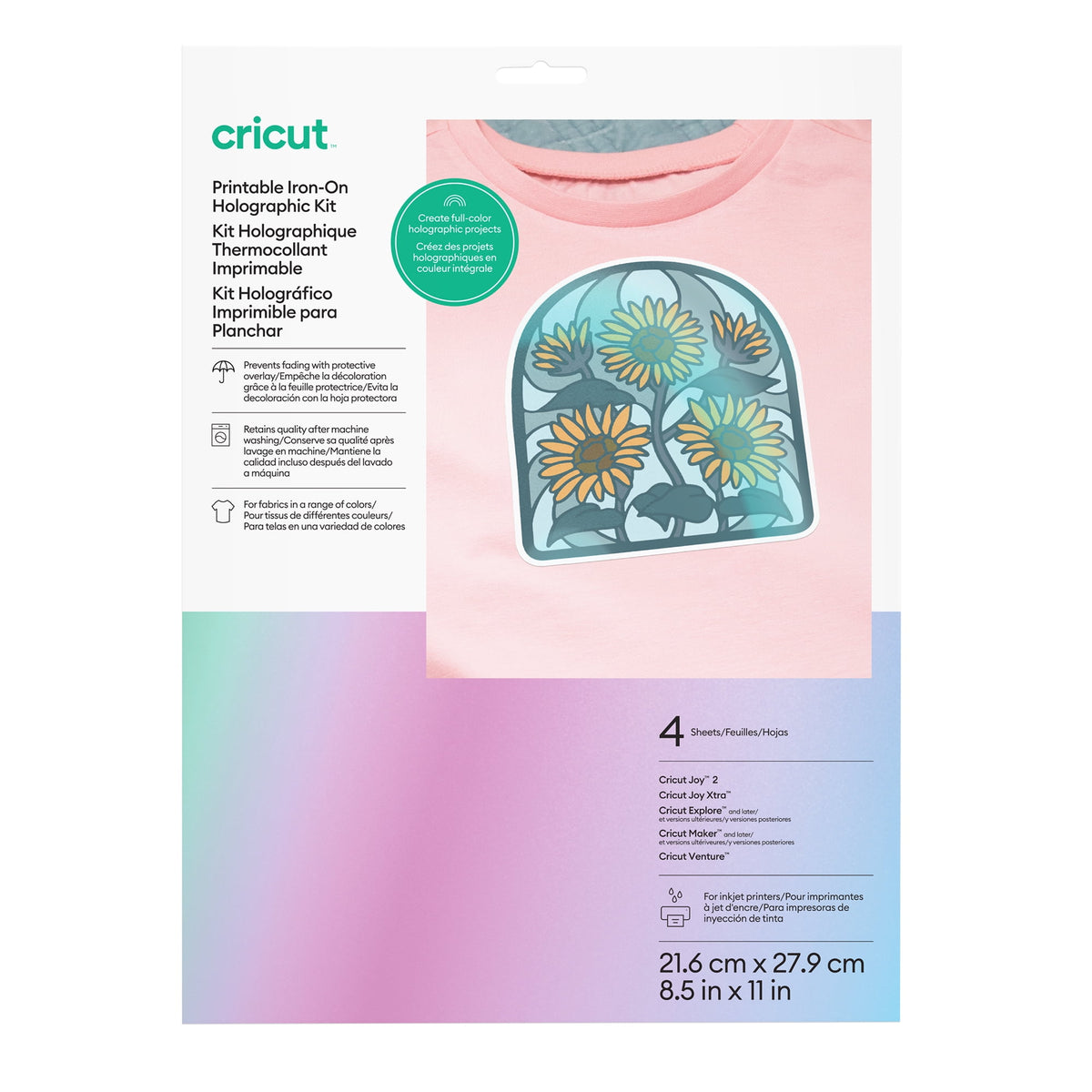 Cricut® Printable Iron-On Holographic – 8.5 in x 11 in (4 ct)
