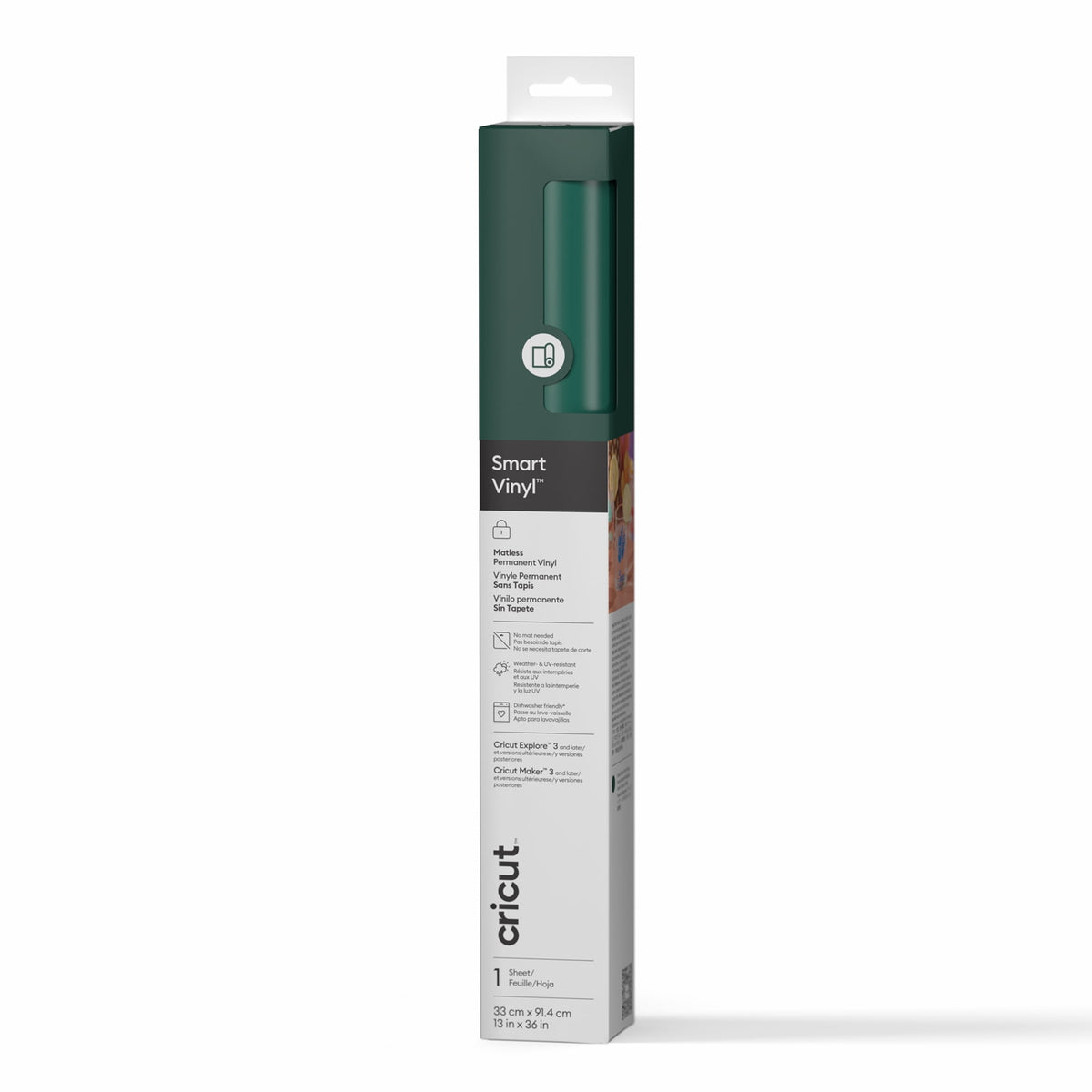 Cricut® Smart Vinyl™ Matless Permanent Vinyl (13 in x 36 in), 13" x 26",Forest Green