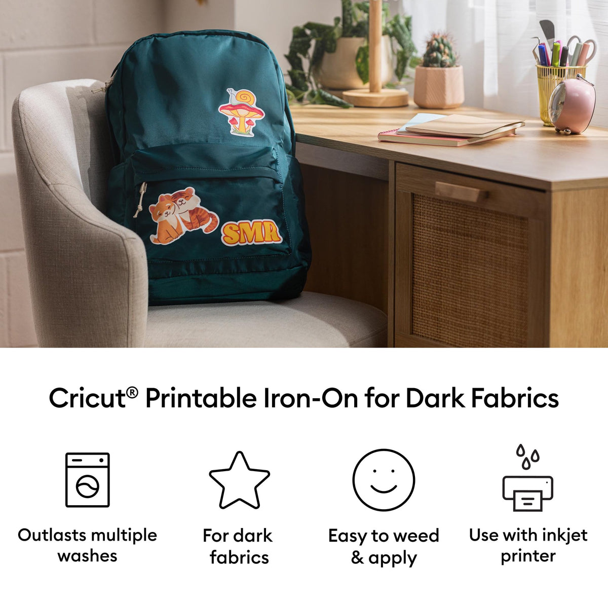 Cricut Printable Iron-On™ Vinyl For Dark Fabrics 8.5x11 (20), 8.5" x 11", White — product image 2