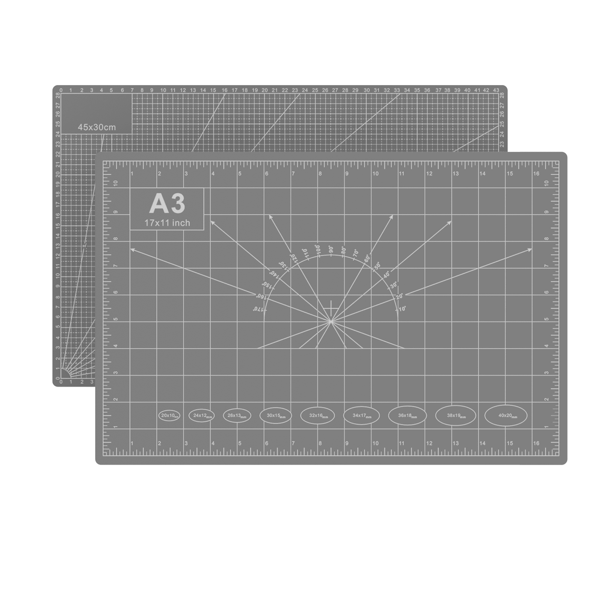 17x11 Inch Cutting Mat, A3 Size Self Healing Cutting Mat Pad, Double Sided Large Size Craft Cutting Pad, Non Slip Art Cutting Mat with Grid Ruler for DIY Craft Sewing