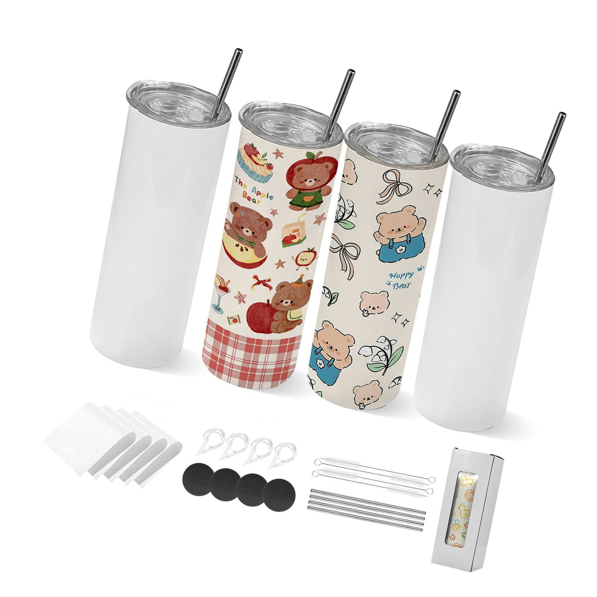 Sublimation Tumbler Bulk 20oz 304 Stainless Steel Double-Wall Vacuum Leak-Resistant with Lid Straws for DIY Custom Gifts