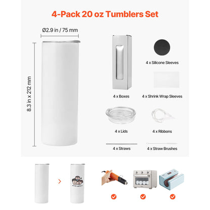Sublimation Tumbler Bulk 20oz 304 Stainless Steel Double-Wall Vacuum Leak-Resistant with Lid Straws for DIY Custom Gifts — product image 2