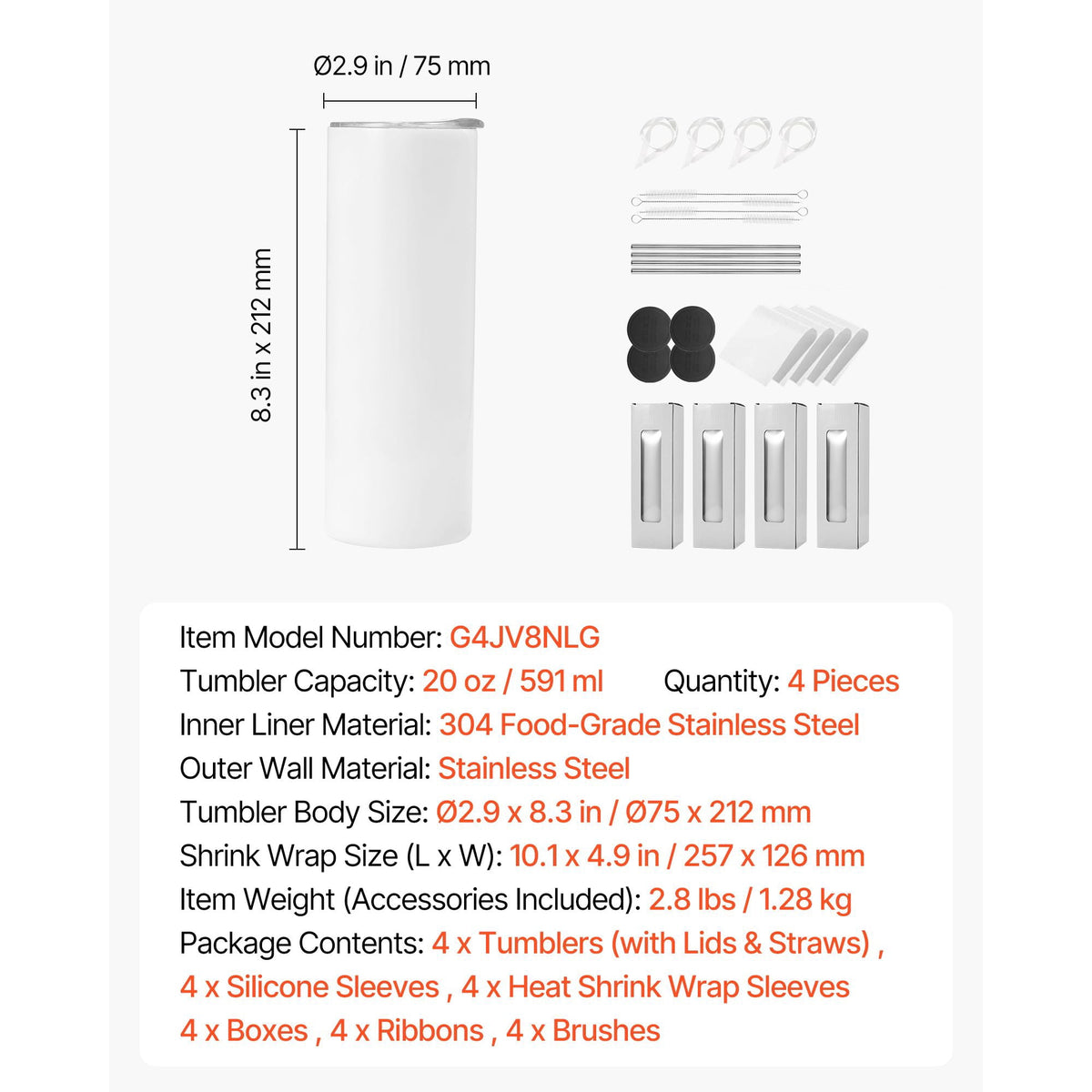 Sublimation Tumbler Bulk 20oz 304 Stainless Steel Double-Wall Vacuum Leak-Resistant with Lid Straws for DIY Custom Gifts — product image 7