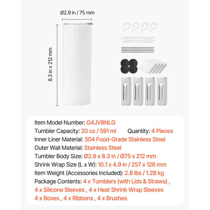 Sublimation Tumbler Bulk 20oz 304 Stainless Steel Double-Wall Vacuum Leak-Resistant with Lid Straws for DIY Custom Gifts — product image 7