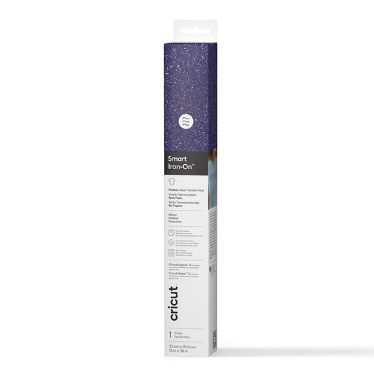 Cricut® Smart Iron-On™ Vinyl Glitter Matless Heat Transfer Vinyl (13 in x 36 in), 13" x 36", Sapphire Blue