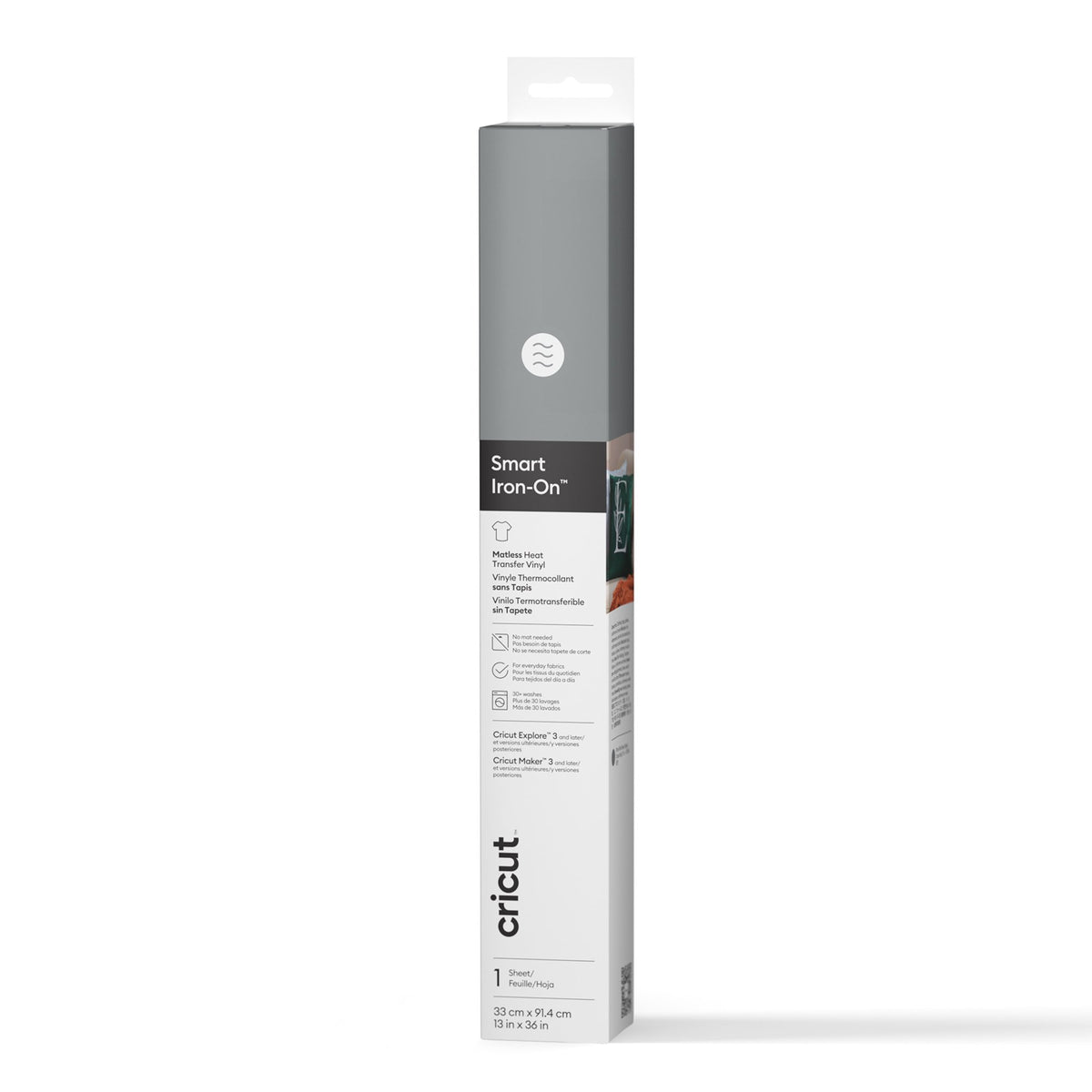 Cricut® Smart Iron-On™ Vinyl Matless Heat Transfer Vinyl (13 in x 36 in), 13" 36", Gray