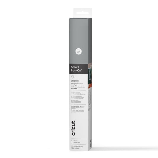 Cricut® Smart Iron-On™ Vinyl Matless Heat Transfer Vinyl (13 in x 36 in), 13" 36", Gray