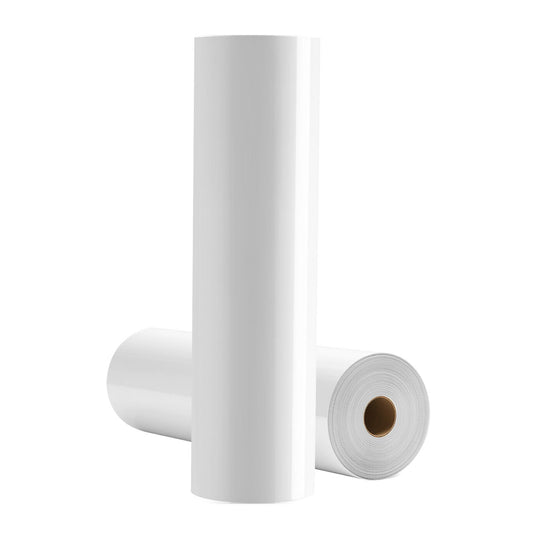Heat Transfer Vinyl, 12 in x 70 ft, Glossy White HTV Iron on Vinyl Roll, Easy to Cut and Weed, Strong Adhesion, Compatible with Cutting Machines, for Various Materials, T-shirts, Pillows, Hats