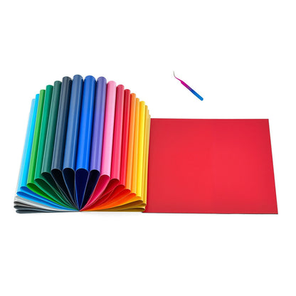 Heat Transfer Vinyl 30-Pack 12x12 Inch, Glossy Finish 22 Colors, PVC with Heat-Activated Adhesive, Strong Adhesion, Machine Compatible for T-Shirt and Fabric DIY