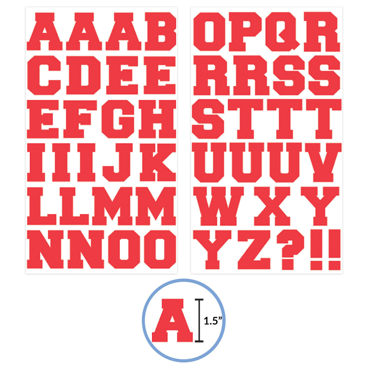 Styled Basics 1.5" Red Collegiate Flocked Iron-On Letters, 2 Sheets, 49 Pieces — product image 2