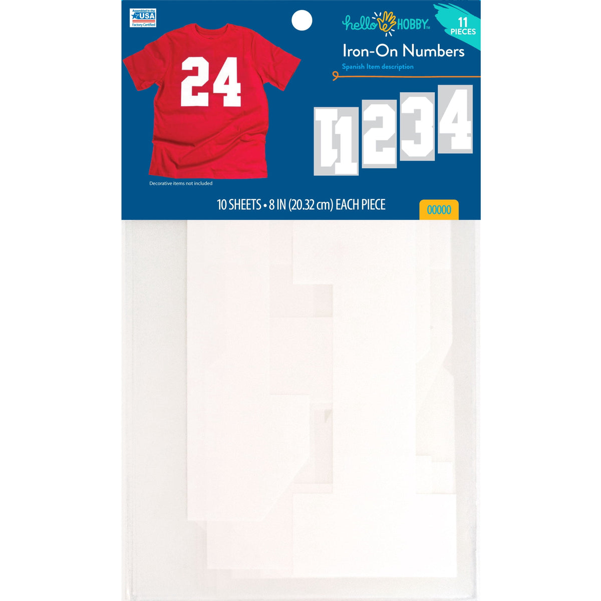 Hello Hobby 8 inch Polyvinyl Varsity Iron-on Numbers, White — product image 2