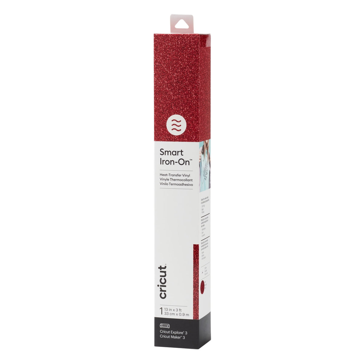 Cricut Smart Iron On Glitter Matless Heat Transfer Vinyl (3ft), 13" x 36", Red