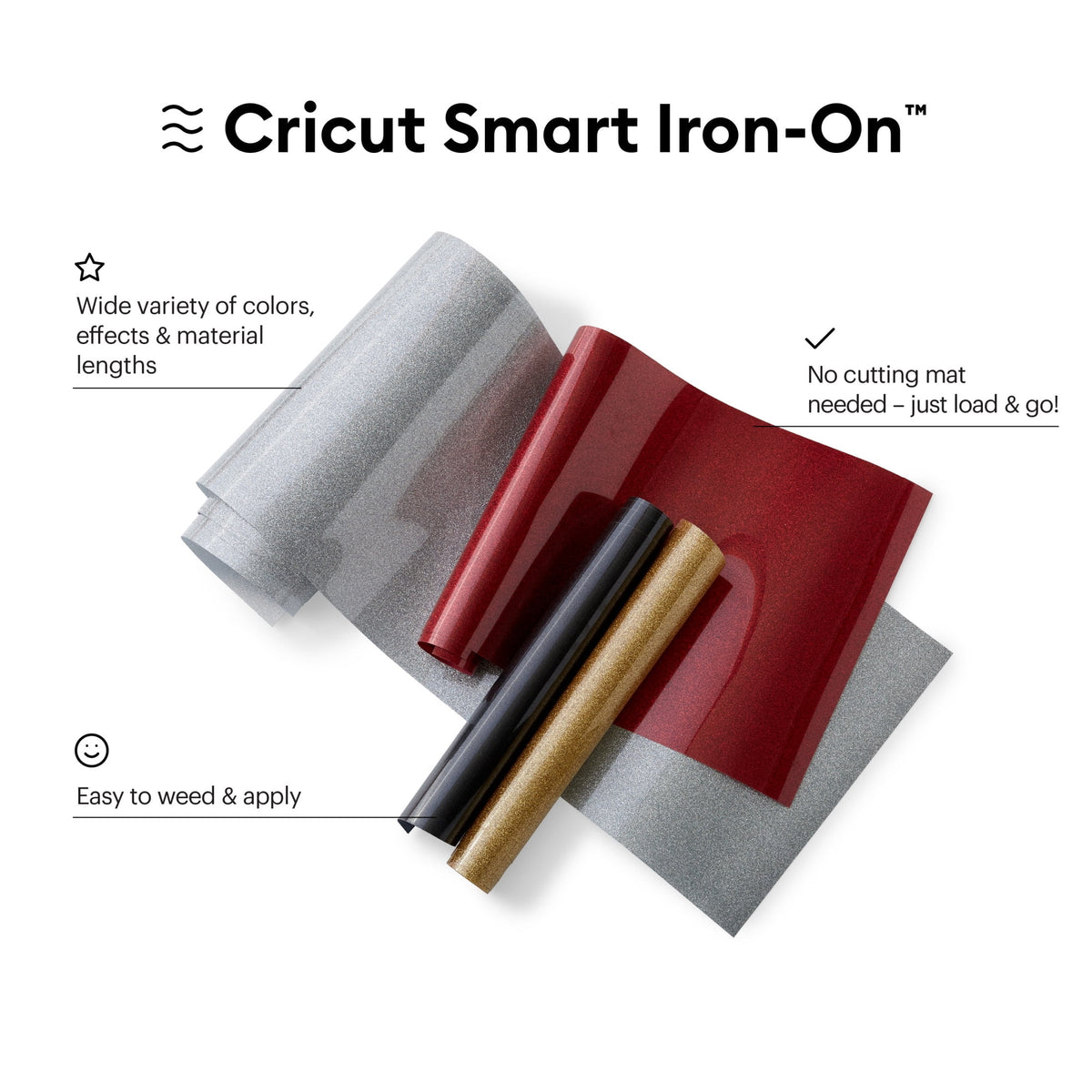 Cricut Smart Iron On Glitter Matless Heat Transfer Vinyl (3ft), 13" x 36", Red — product image 2