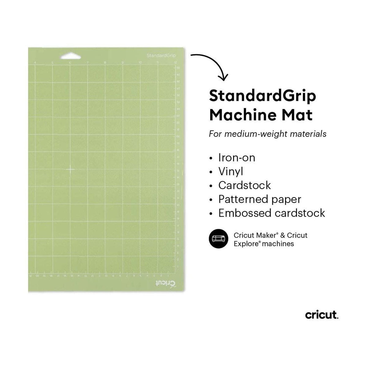 Cricut StandardGrip Machine Mat, 12 in x 12 in (2 ct), Green, , NA — product image 2