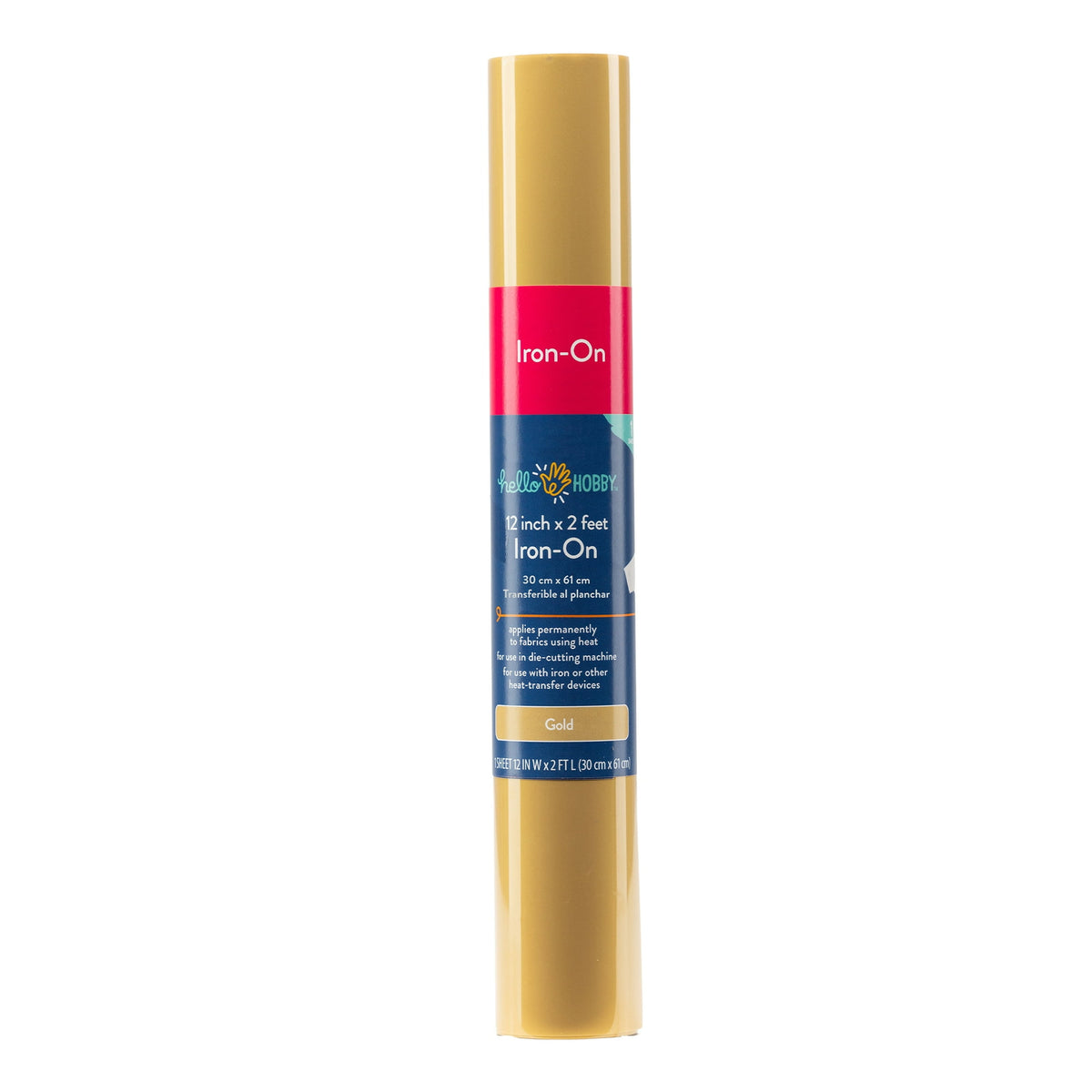 Hello Hobby 12" x 2' Gold Iron-On Craft Vinyl Roll