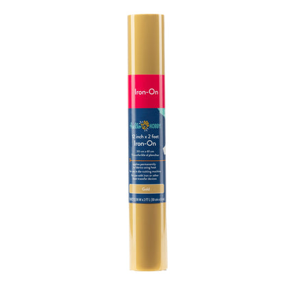 Hello Hobby 12" x 2' Gold Iron-On Craft Vinyl Roll