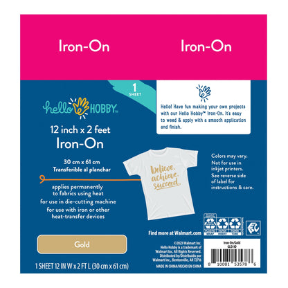 Hello Hobby 12" x 2' Gold Iron-On Craft Vinyl Roll — product image 3