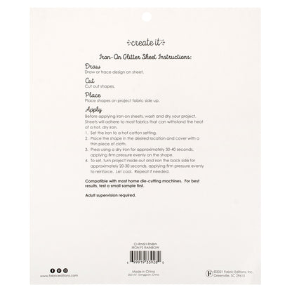 Create It Rainbow Glitter Sheet – Iron-on; Multicolor 9in Tall, 3 Piece — product image 4