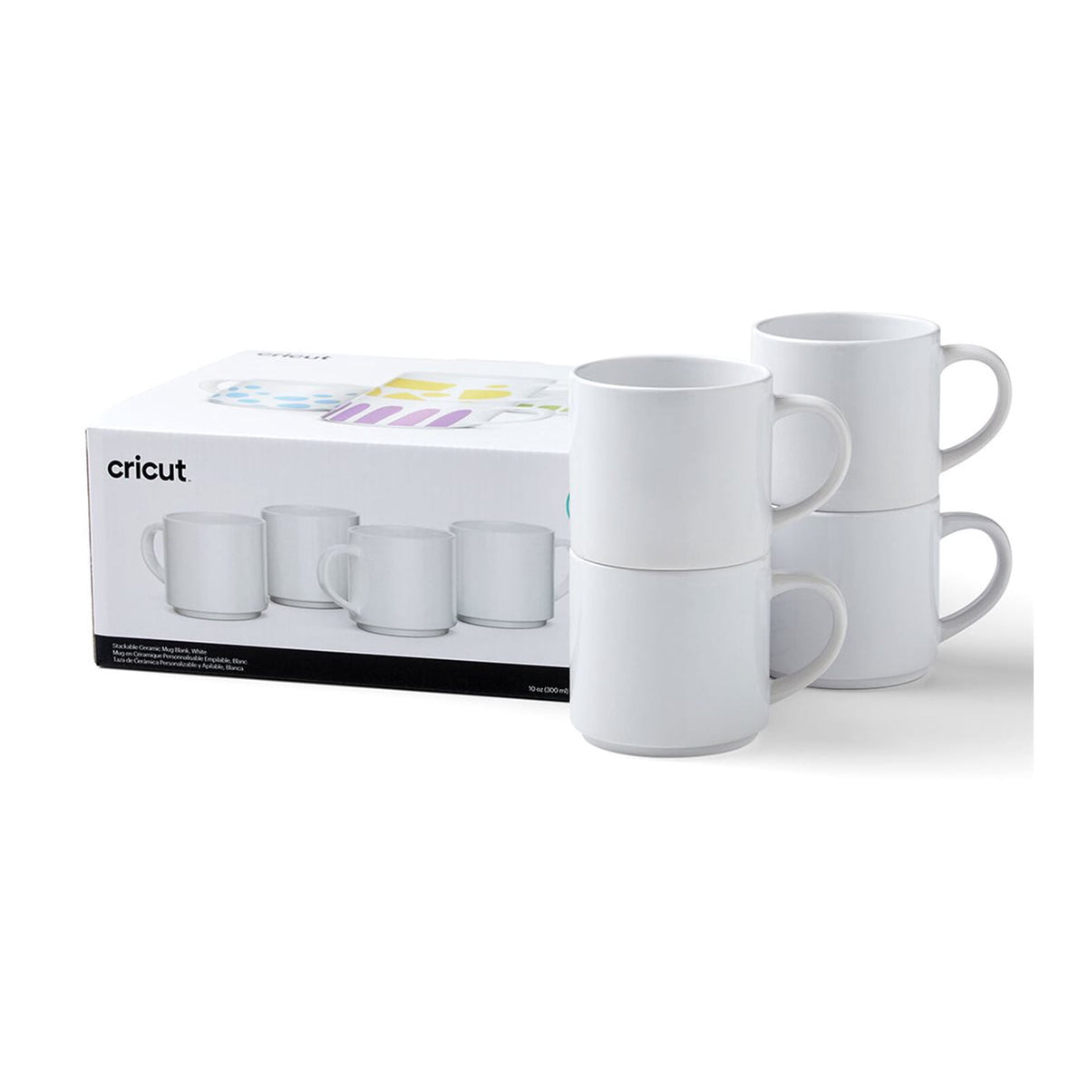 Cricut® Stackable Ceramic Mug Blank, White - 10 oz/300 ml (4 ct), 10 oz