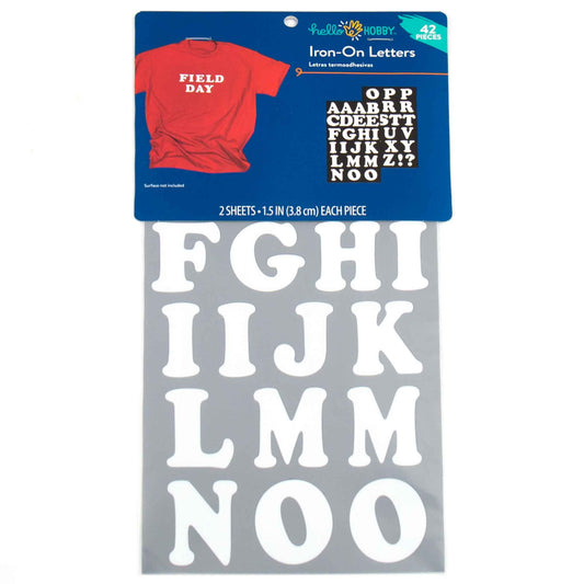 Hello Hobby 1.5 " White Cooper Iron-On Letters, 42 Pieces A-Z