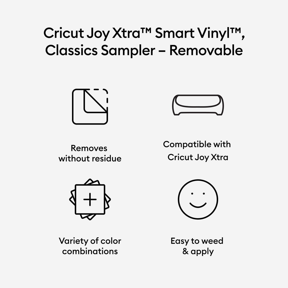 Cricut Joy Xtra Smart Vinyl Removable Sampler, Classics (3 ct), 9.5" x 12" — product image 2